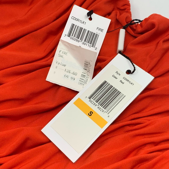 NWT Calvin Klein Ruched Zippered Sleeveless Knit Top Fire Orange/Red Small - Picture 5 of 10